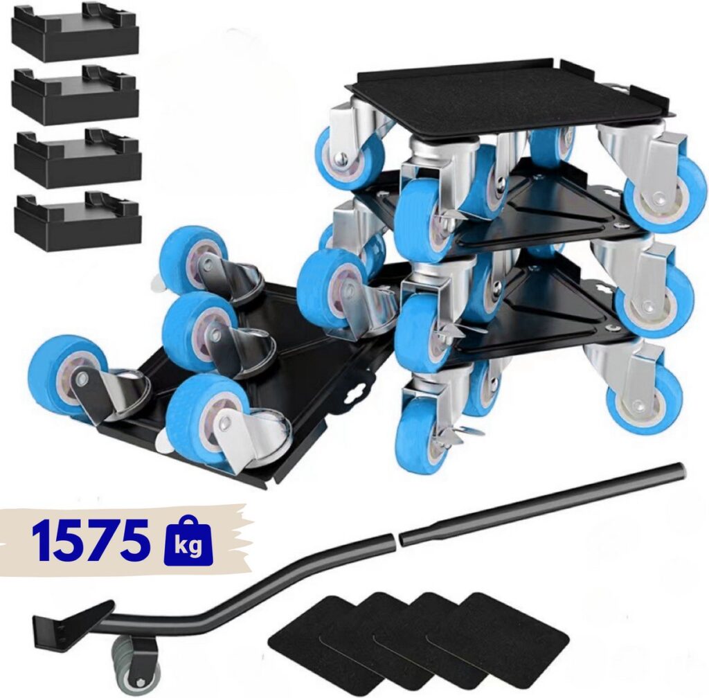 Zwaar verhuiswielenset met laadcapaciteit 1575 kg.