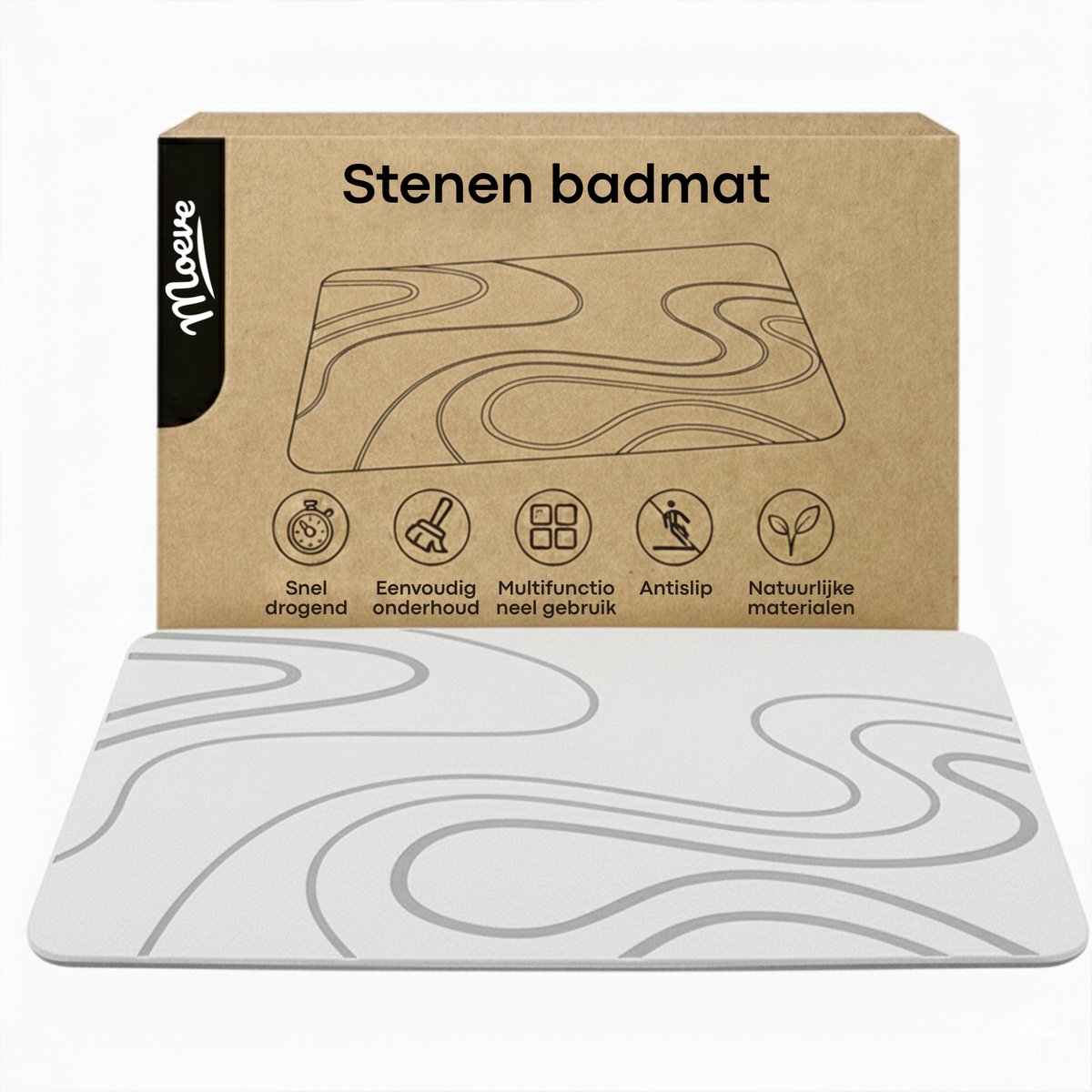 White stone bath mat with packaging