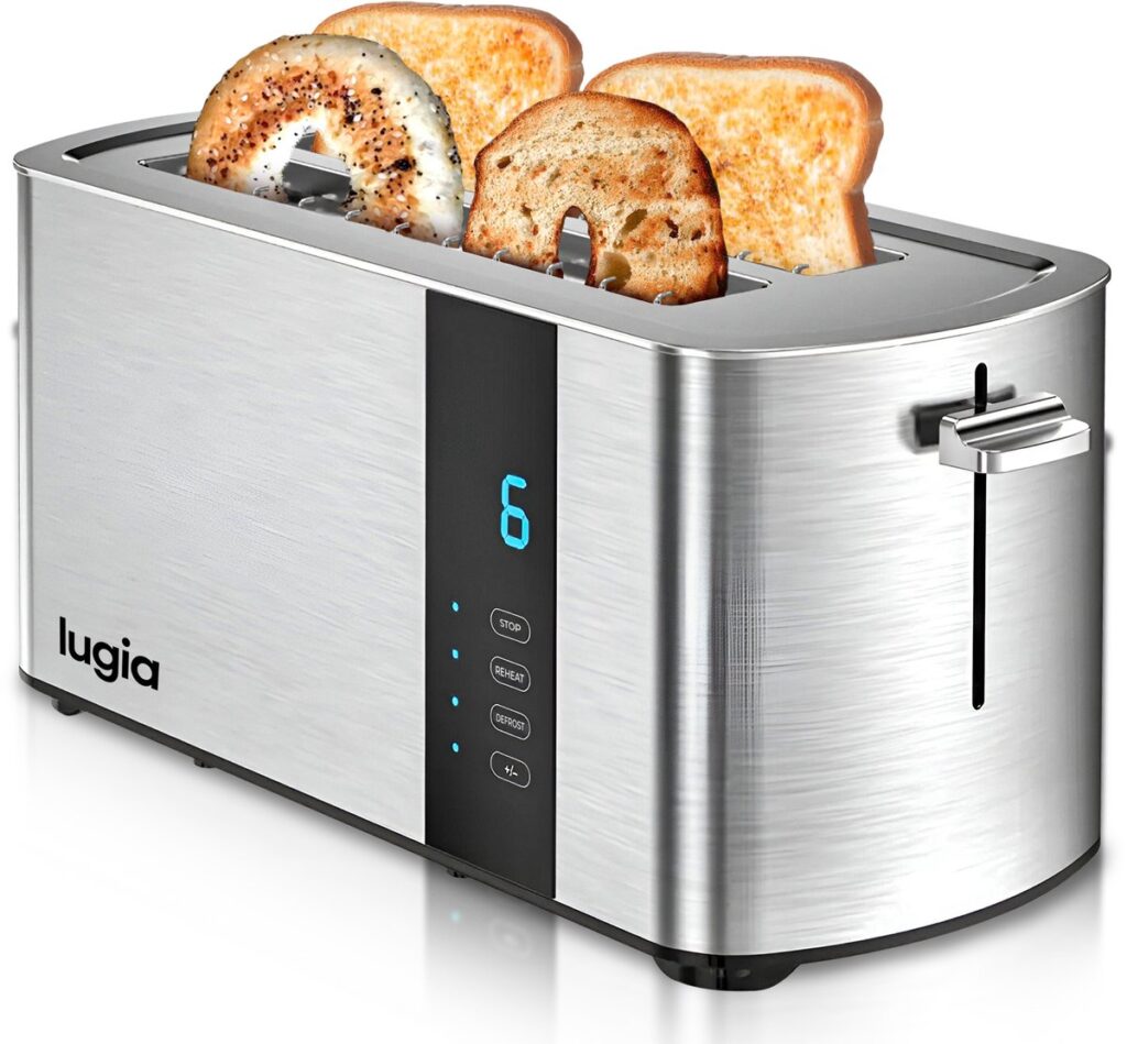 Moderne roestvrijstalen broodrooster met toast