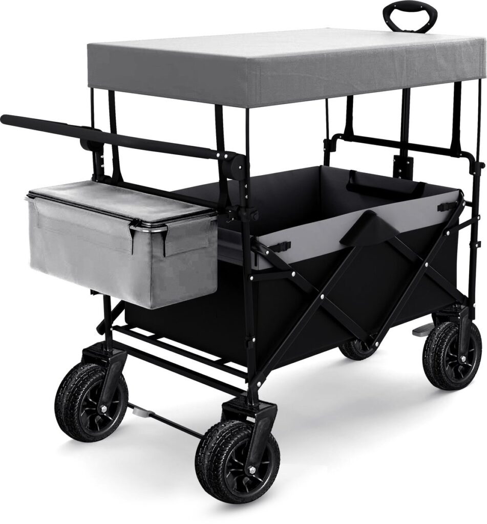 Opvouwbare bolderkar met overkapping en opbergvak