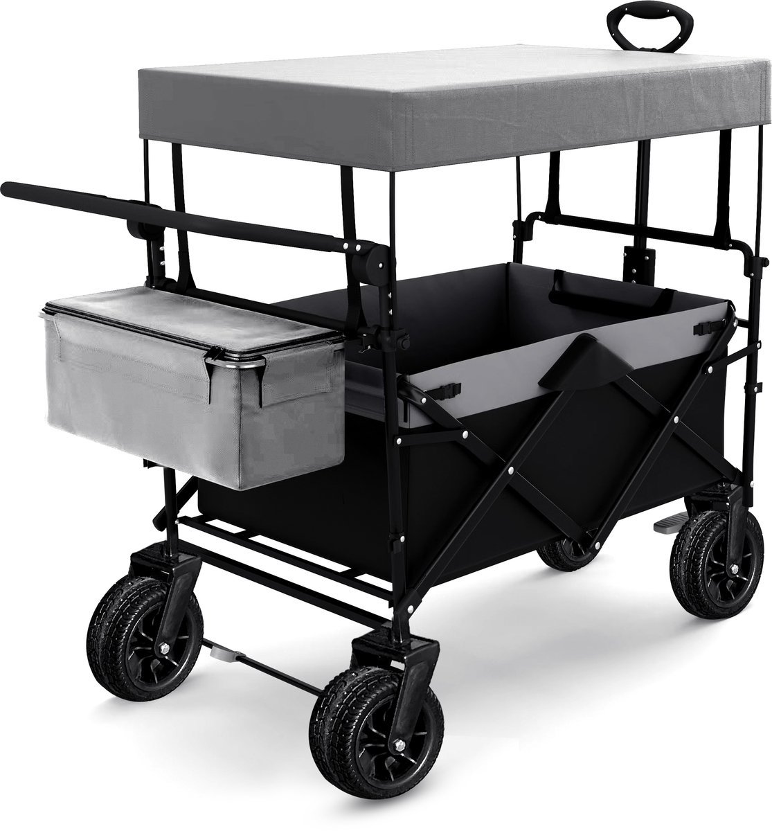 Opvouwbare bolderkar met overkapping en opbergvak