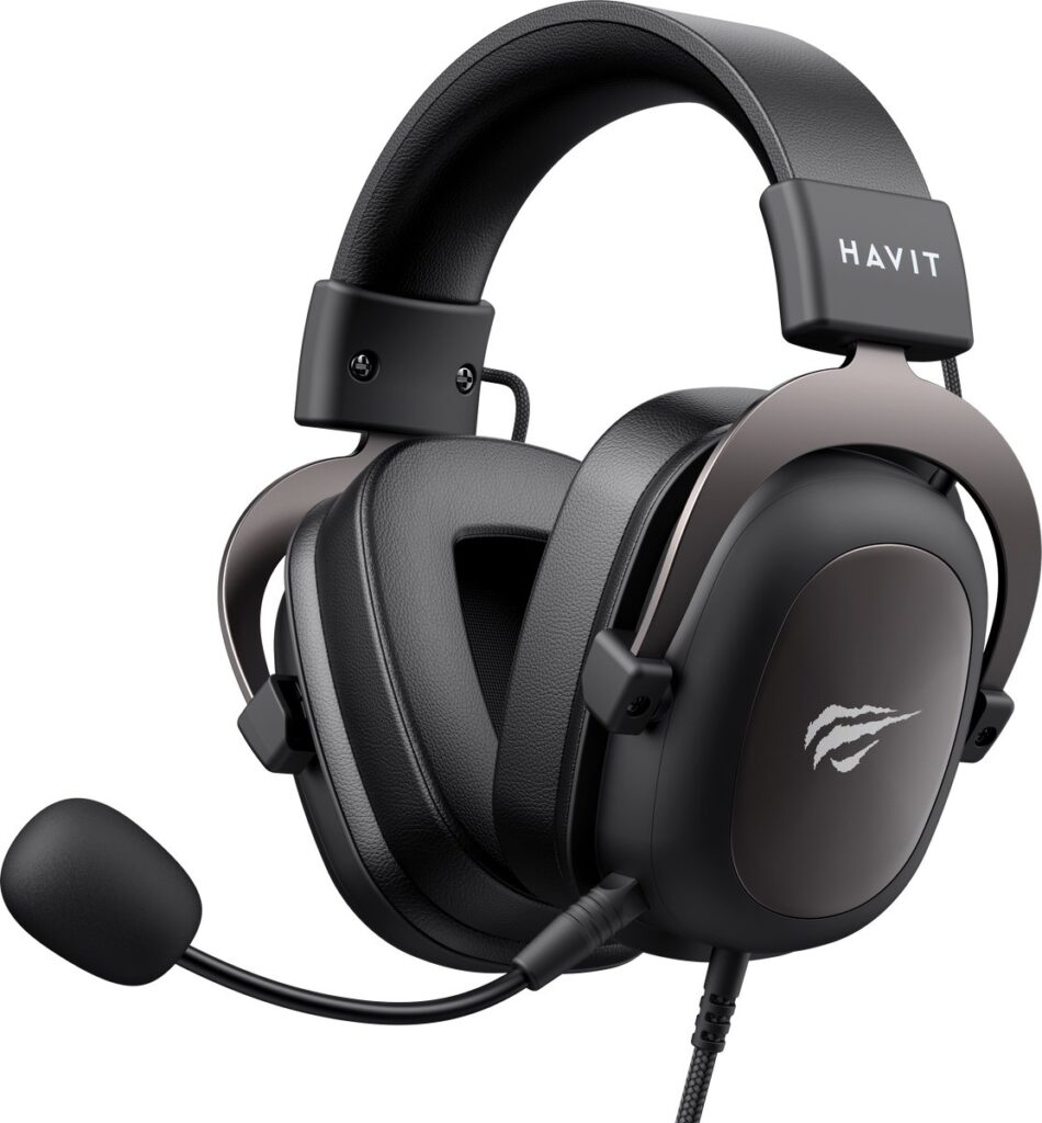 Black over-ear gaming headset with microphone