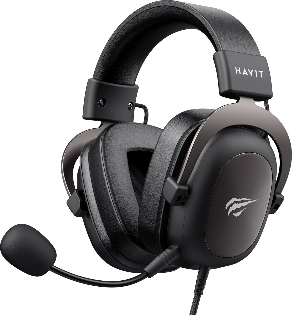 Black over-ear gaming headset with microphone
