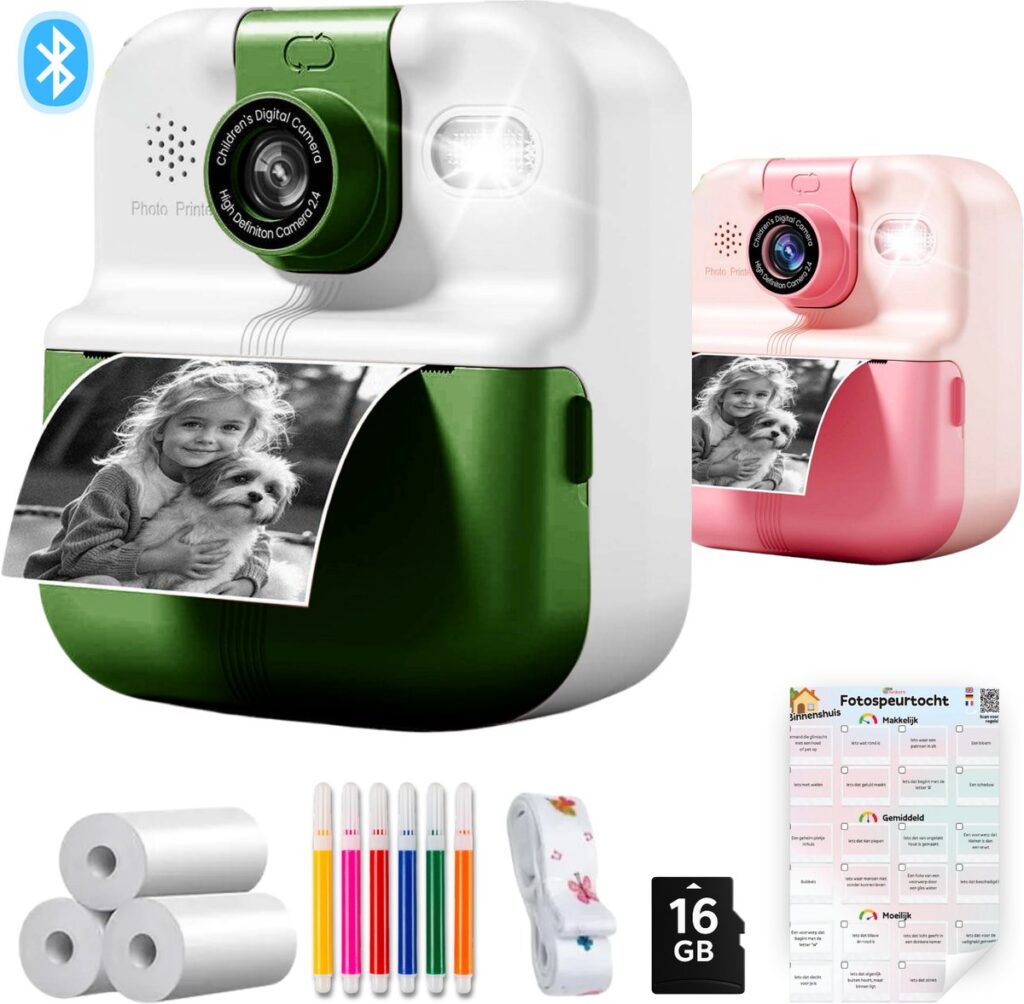 Kinder instant camera met ingebouwde fotoprinter