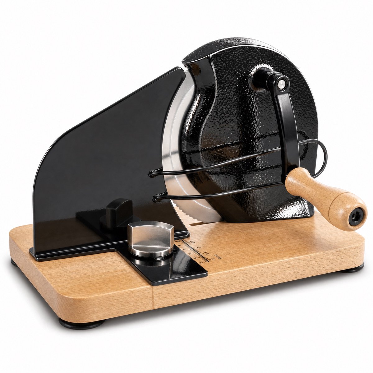 Handmatige broodsnijmachine met houten basis