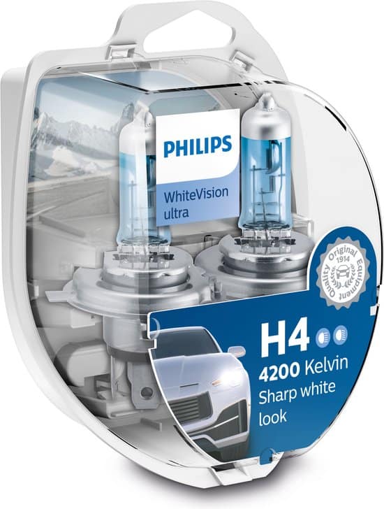 Ampoules Philips H4 pour voitures, éclairage blanc net.