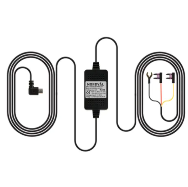 Dashcam voedingskabel met adapter en connectoren