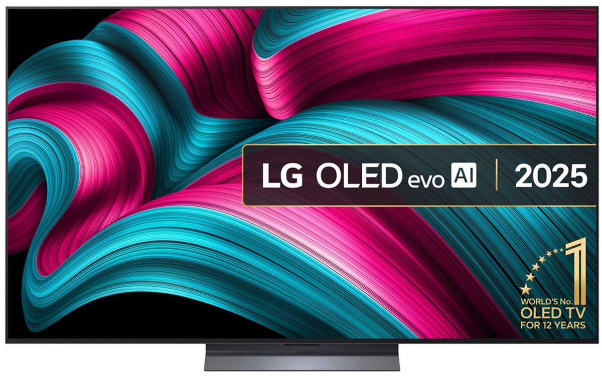 LG OLED evo AI 2025 televisie met kleurrijke golven