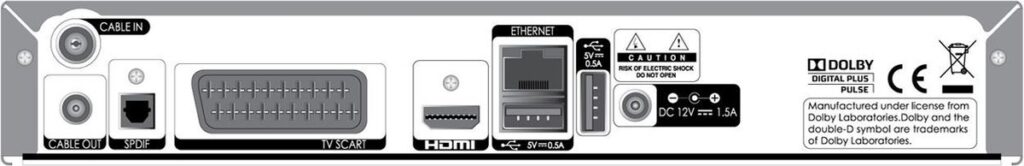 Achterkant van een elektronisch apparaat.
