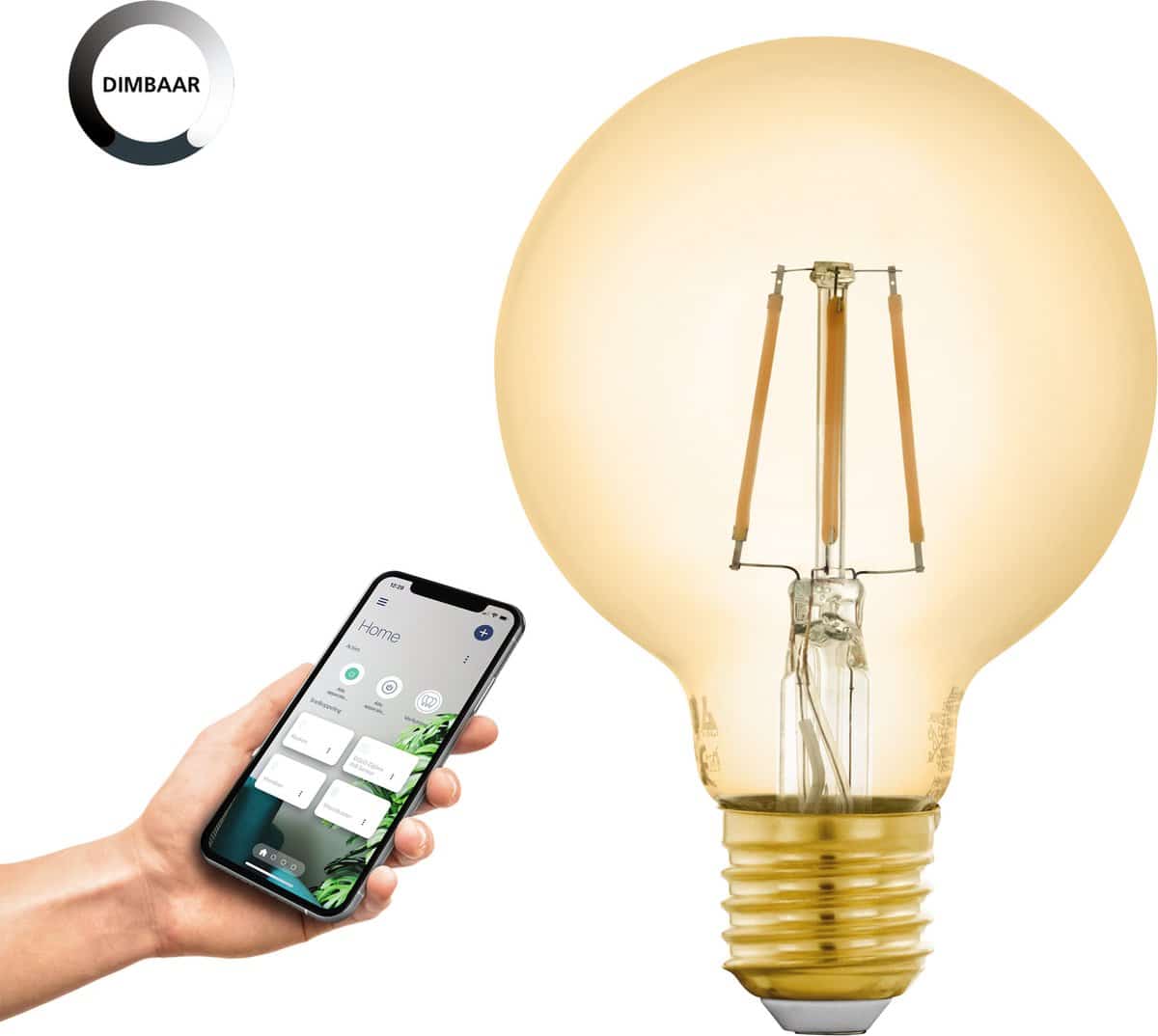 Dimbare slimme lamp bediend met smartphone-app.