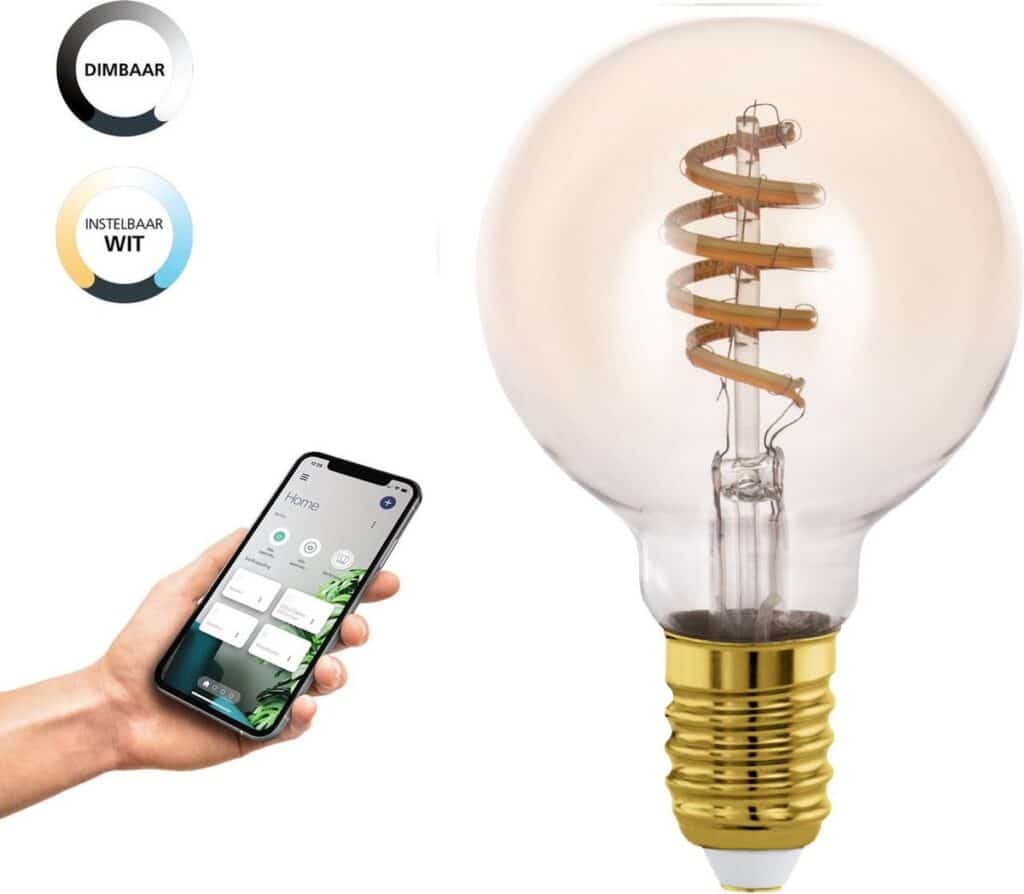 Slimme lamp bediend met smartphone, verstelbaar licht.