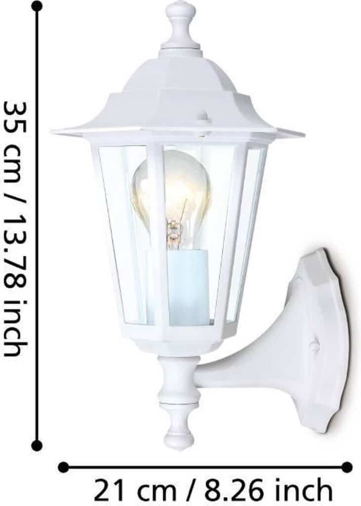 Witte lantaarn met maten 35x21 cm