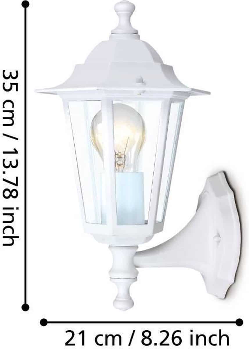 Witte lantaarn met maten 35x21 cm