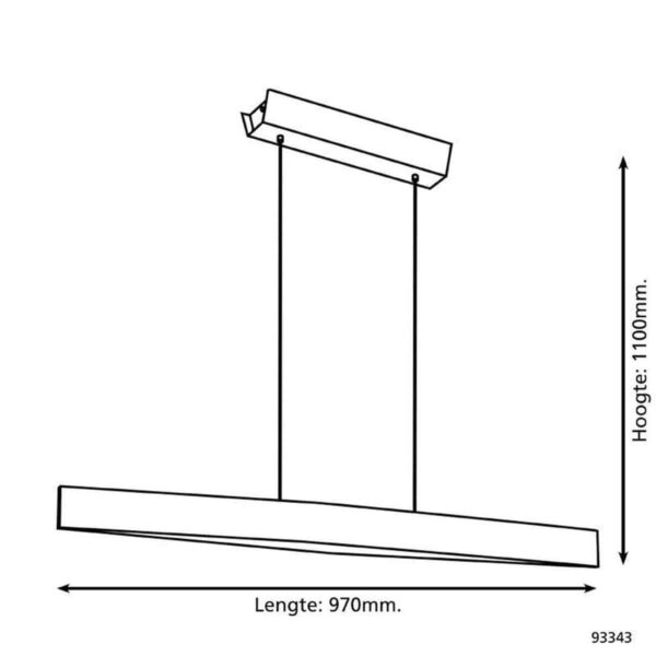 Hanglamp tekening met maatvoering 970x1100 mm.