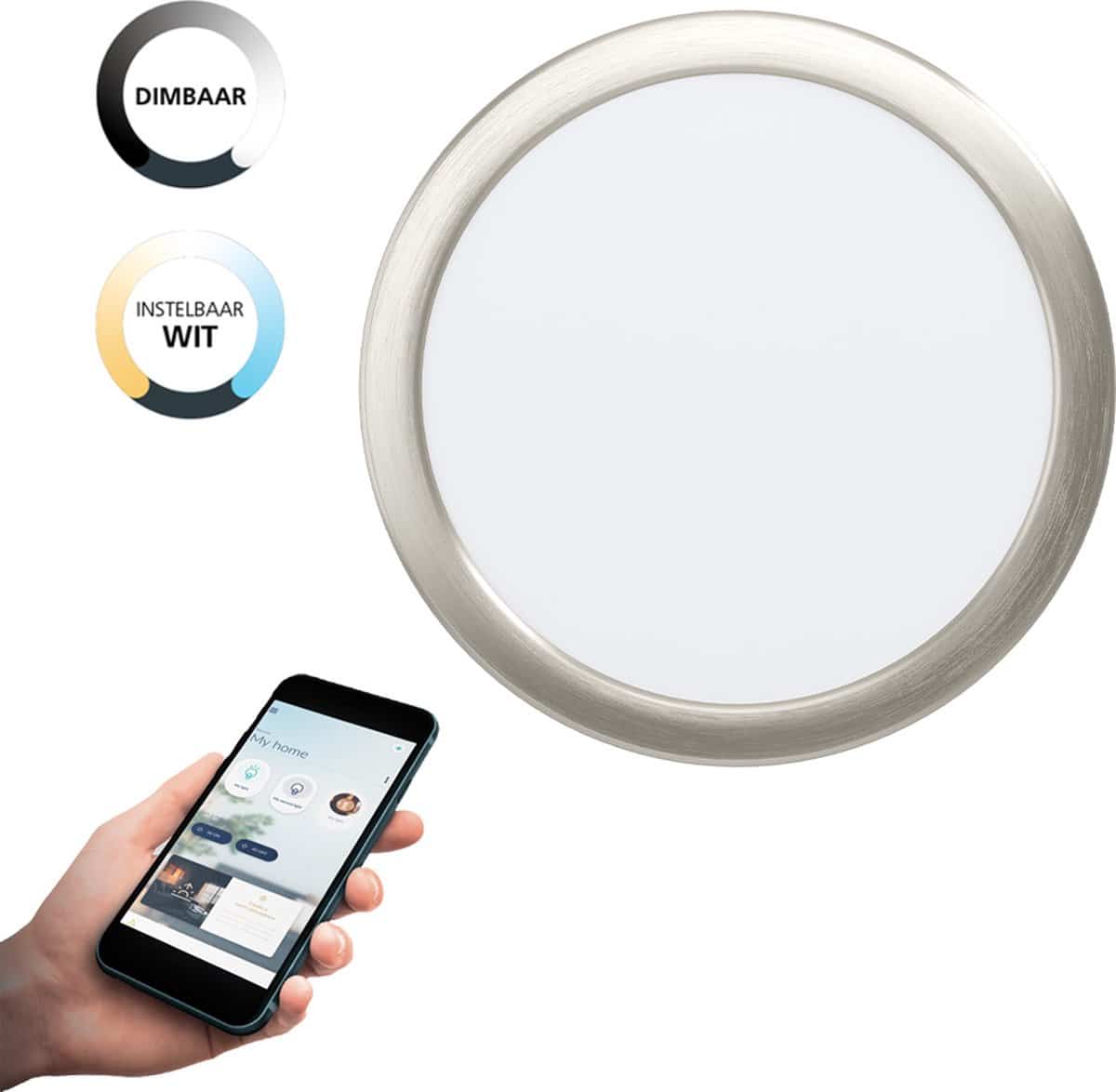 Dimbare, instelbare witte plafondlamp met smartphone bediening