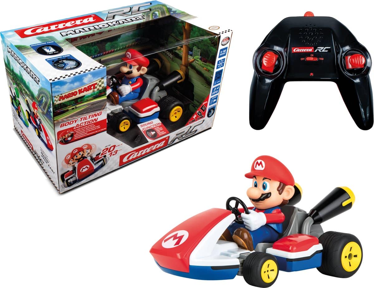 RC Mario Kart speelgoed met afstandsbediening.