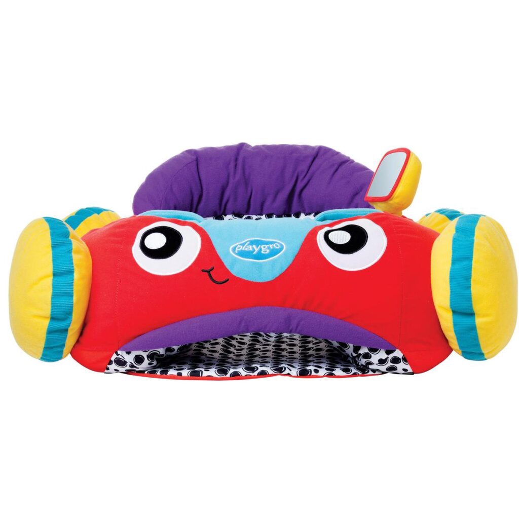 Felgekleurde babystoel met gezicht en ogen