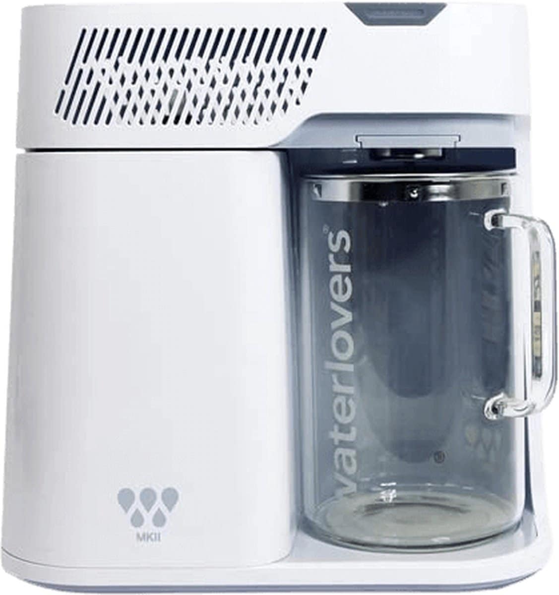 Waterfilter apparaat met glazen kan, merk Waterlovers MKII.