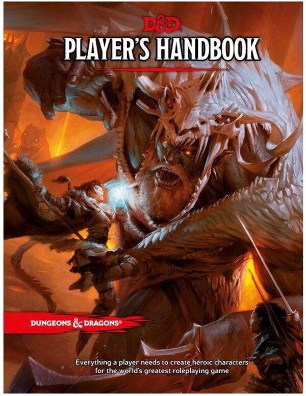 Dungeons & Dragons Player's Handbook omslag met monstergevecht.