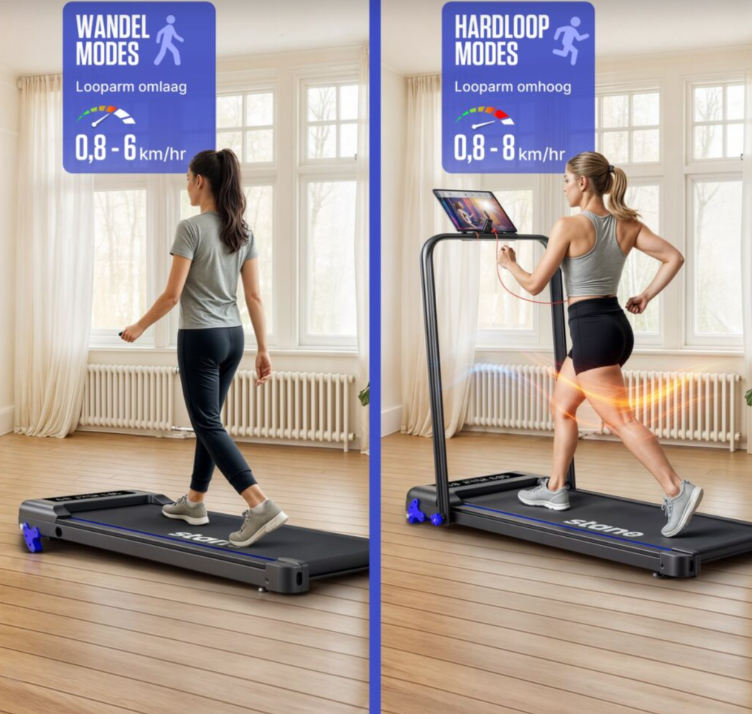 Twee vrouwen gebruiken een loopband voor wandelen en hardlopen.