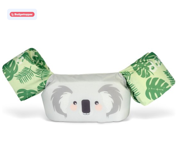 Koala baby zwemzitje met groene bladarmbanden