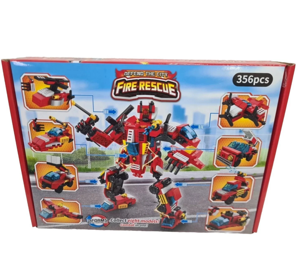Speelgoed robot bouwset, brandweer thema, 356 onderdelen.