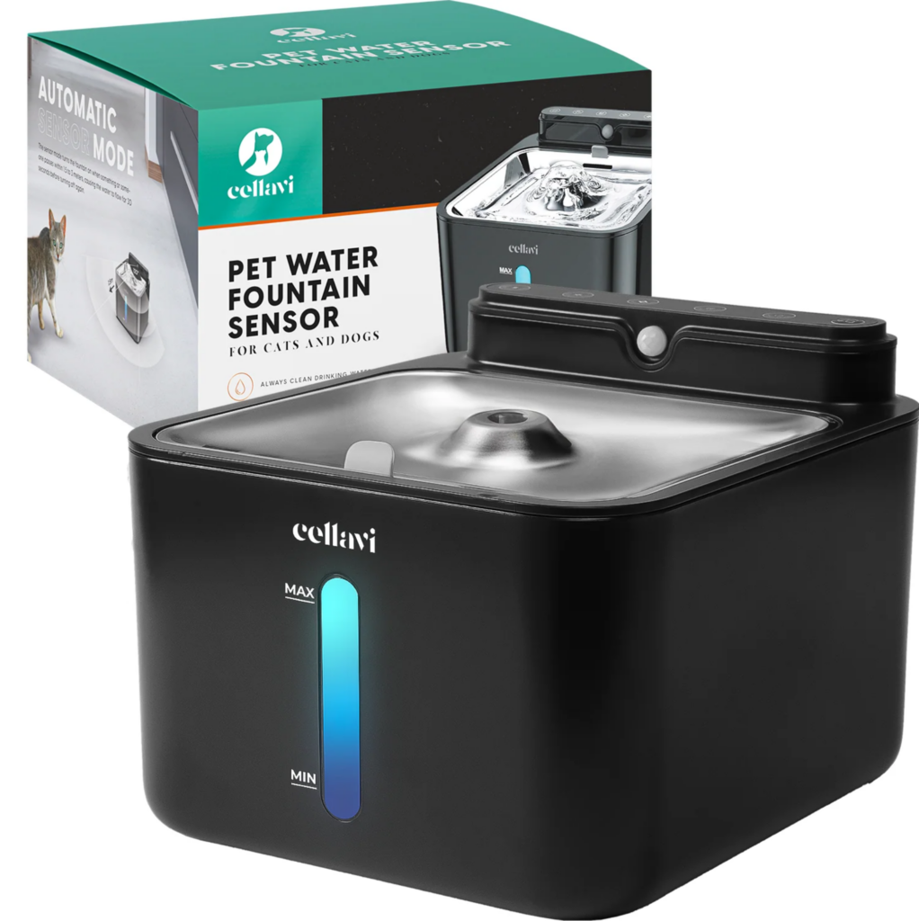 Automatische waterfontein voor huisdieren, zwart.